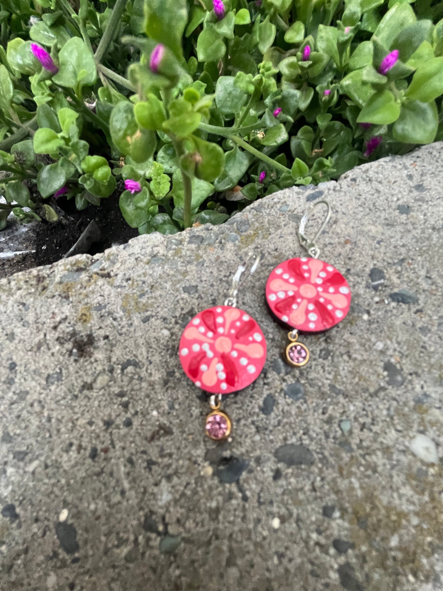 Hand Painted Mandala Dangle Earrings