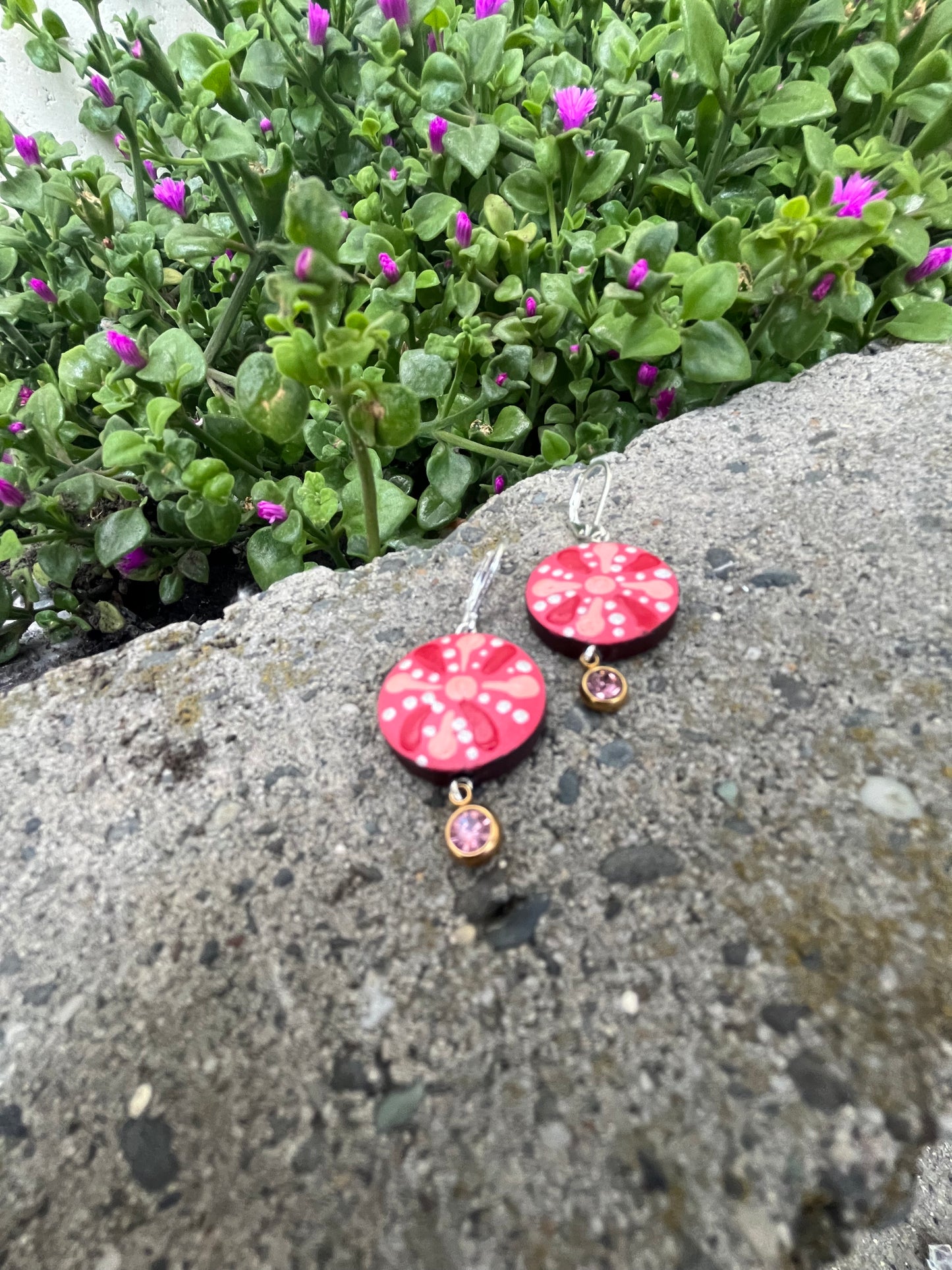 Hand Painted Mandala Dangle Earrings