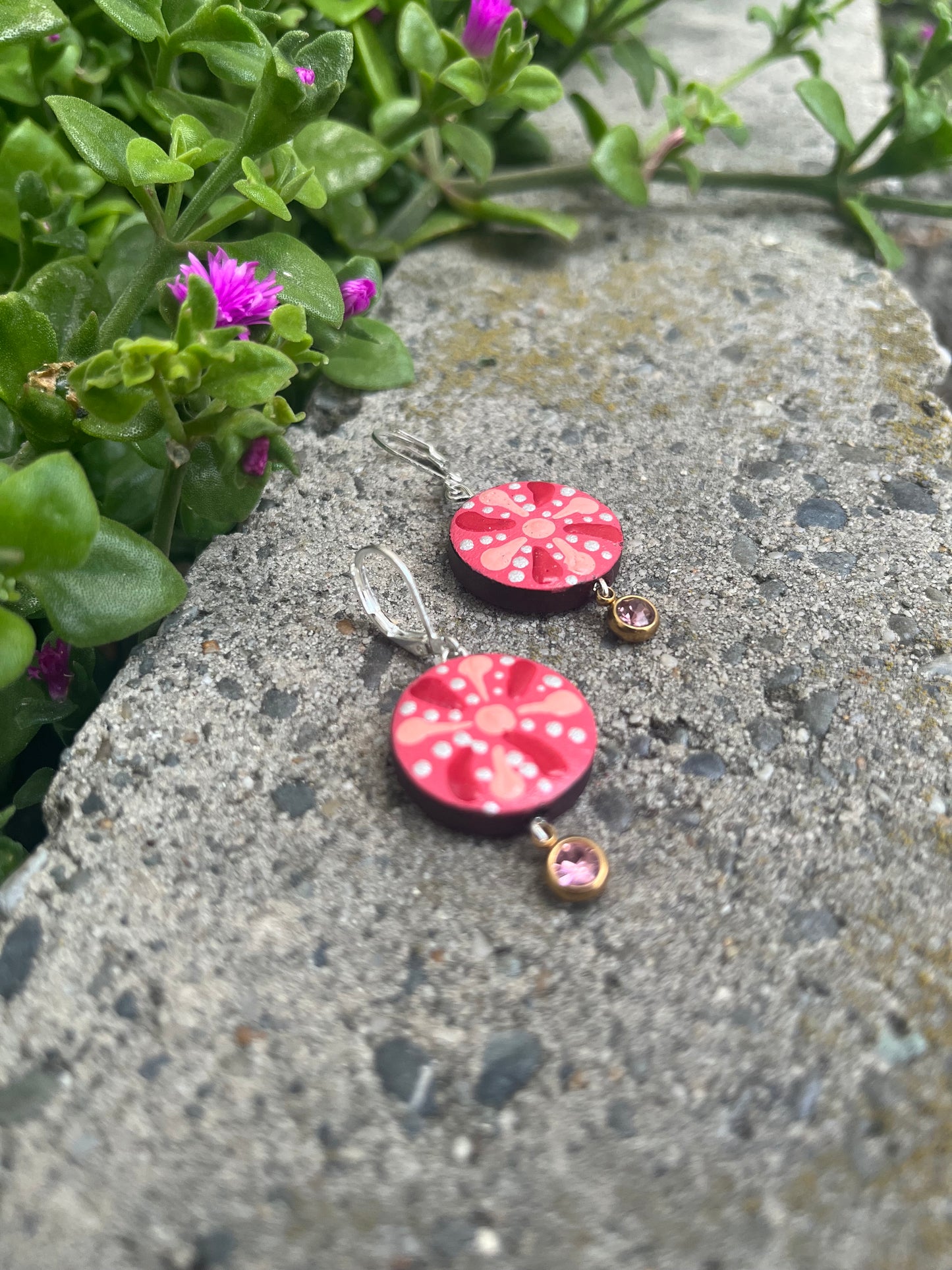 Hand Painted Mandala Dangle Earrings