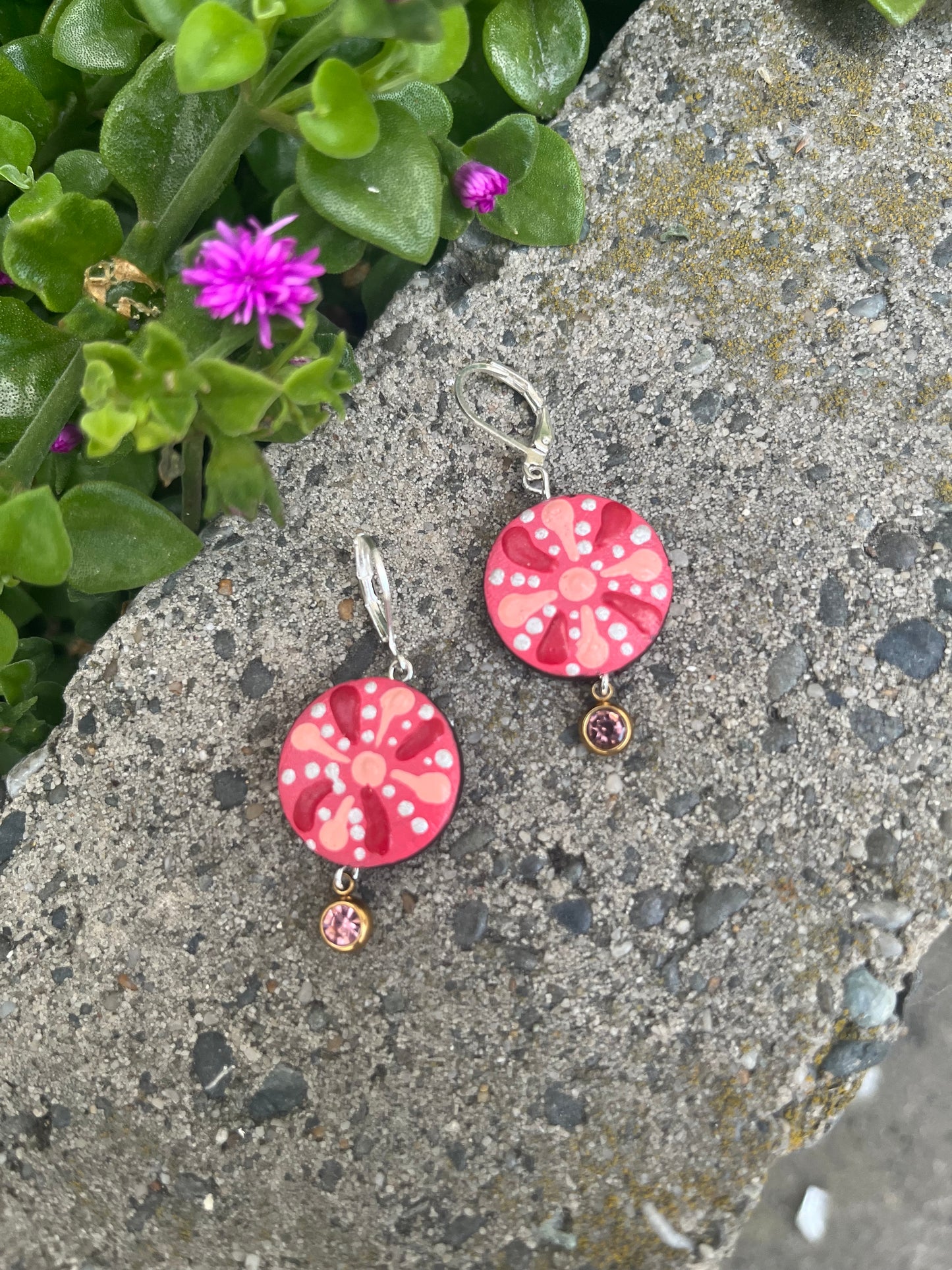 Hand Painted Mandala Dangle Earrings