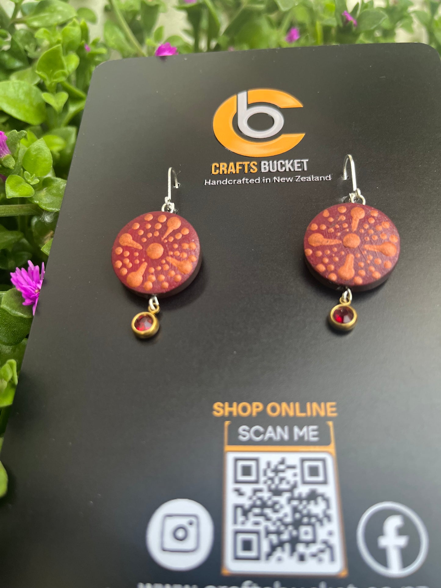 Hand Painted Mandala Dangle Earrings