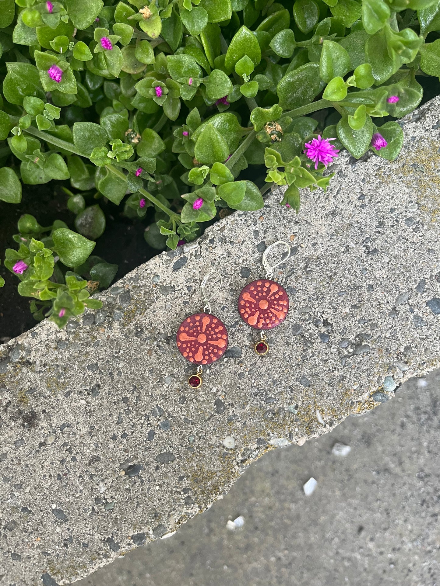 Hand Painted Mandala Dangle Earrings