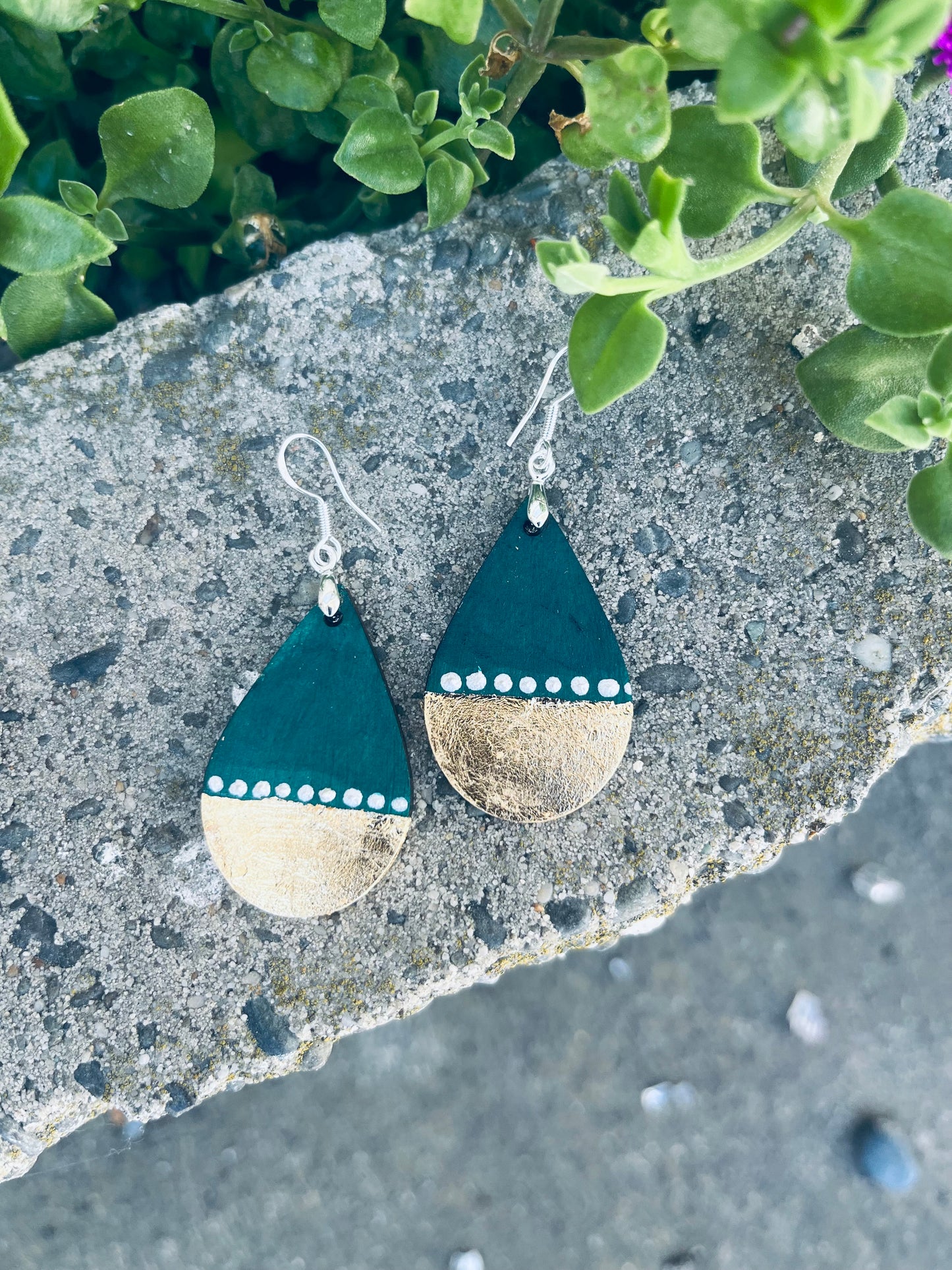 Viridian Glow Handcrafted Teardrop Earrings