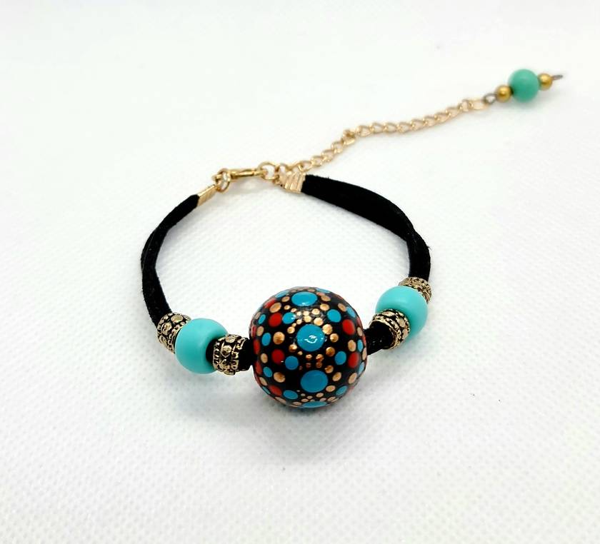 Ajustable Handpainted Dot Mandala Leather Bracelets - Crafts Bucket