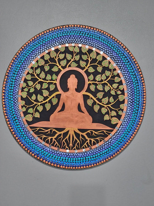 Beneath the Bodhi: Hand Painted Mandala Wall Decor Paintings - Crafts Bucket