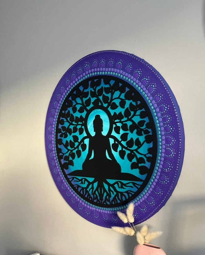 "Beneath the Bodhi: Serene Meditation" Mandala Wall Decor Paintings - Crafts Bucket