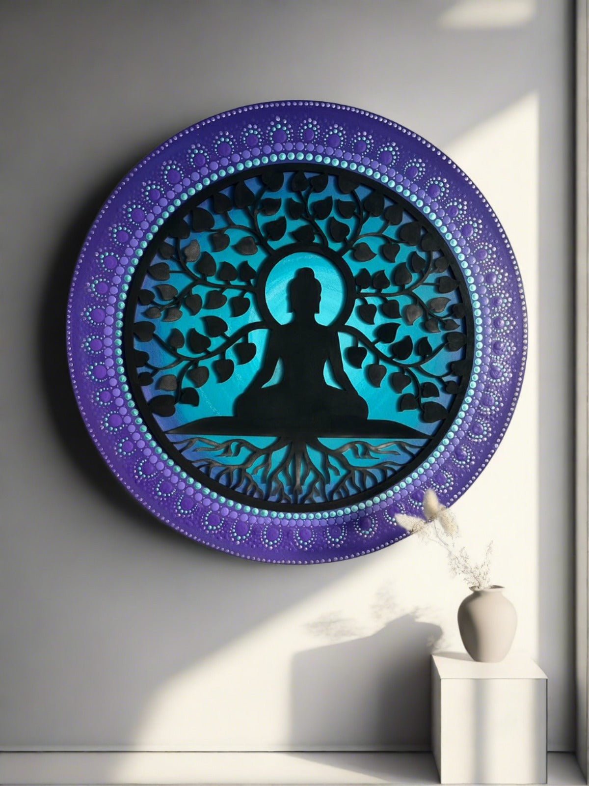 "Beneath the Bodhi: Serene Meditation" Mandala Wall Decor Paintings - Crafts Bucket