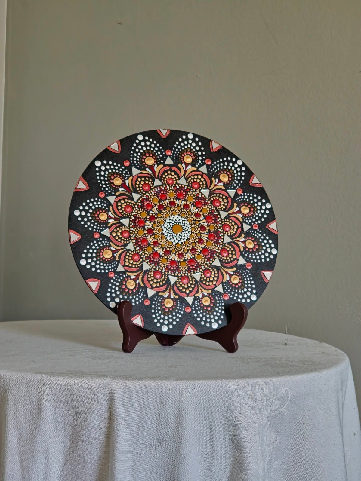 "Crimson Radiance Mandala" Home Decor Paintings - Crafts Bucket