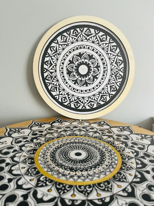 "Monochrome Harmony: Magic of Handcrafted Mandala" Home Decor Paintings - Crafts Bucket