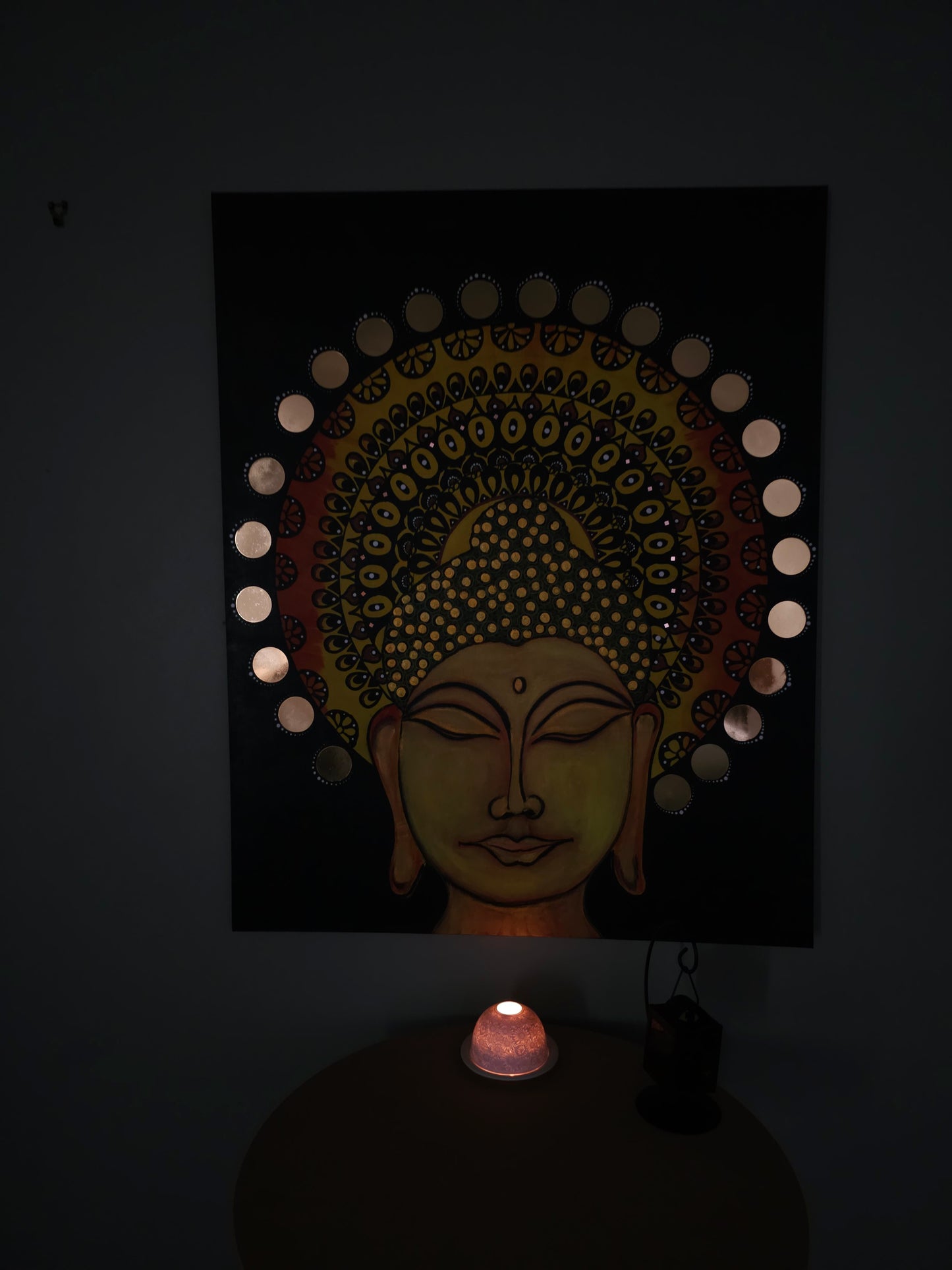 Original Acrylic Painted and Hand Drawn Mandala Buddha Wall Paintings