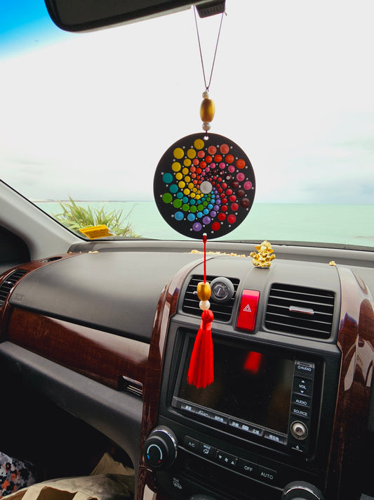 Double Sided Spiral Mandala Car Hangings