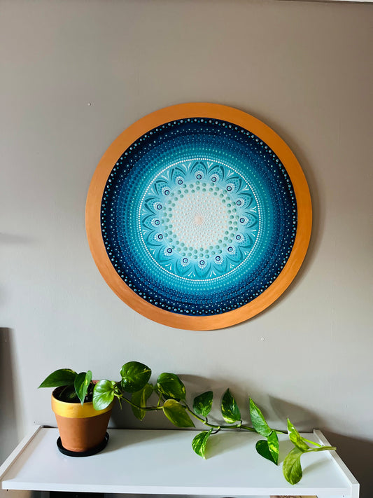 Earth, Sky And Ocean Inspired Uniqe Hand Painted Mandala Wall Decor Paintings