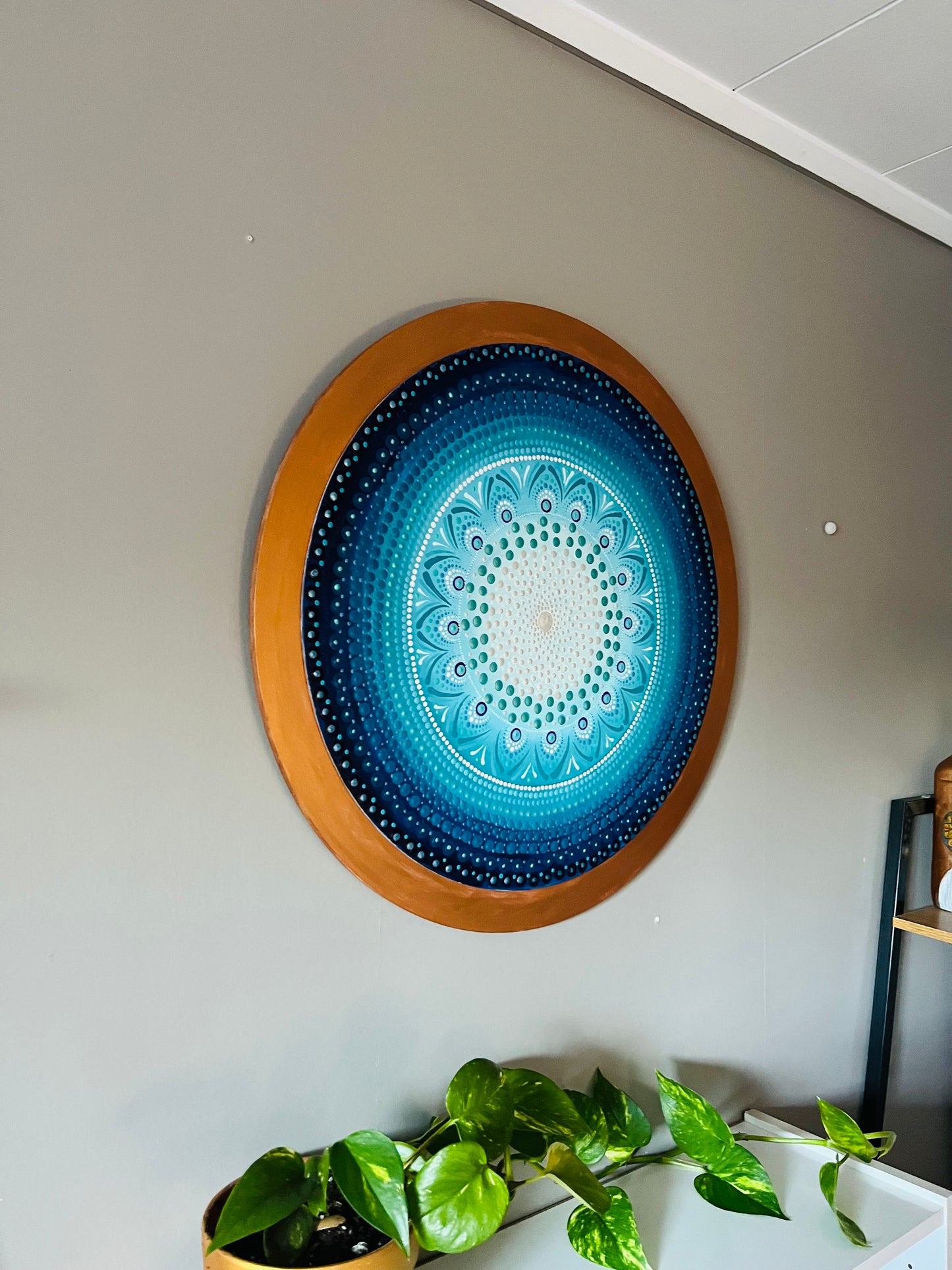 Earth, Sky And Ocean Inspired Uniqe Hand Painted Mandala Wall Decor Paintings