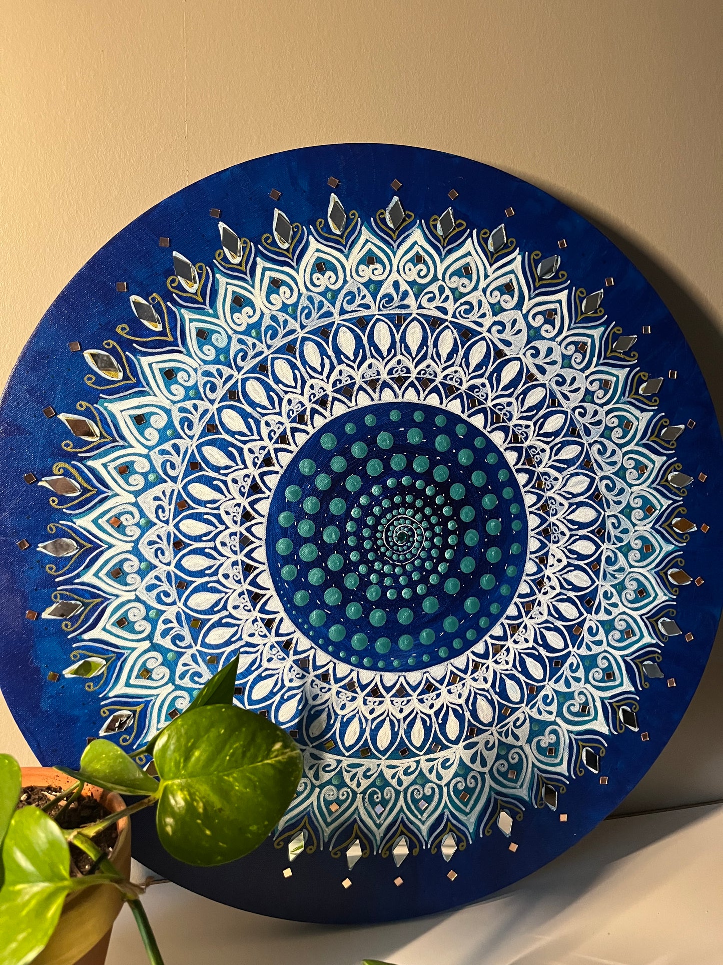 Hand Painted Spiral Dot Mandala Wall Decor Paintings