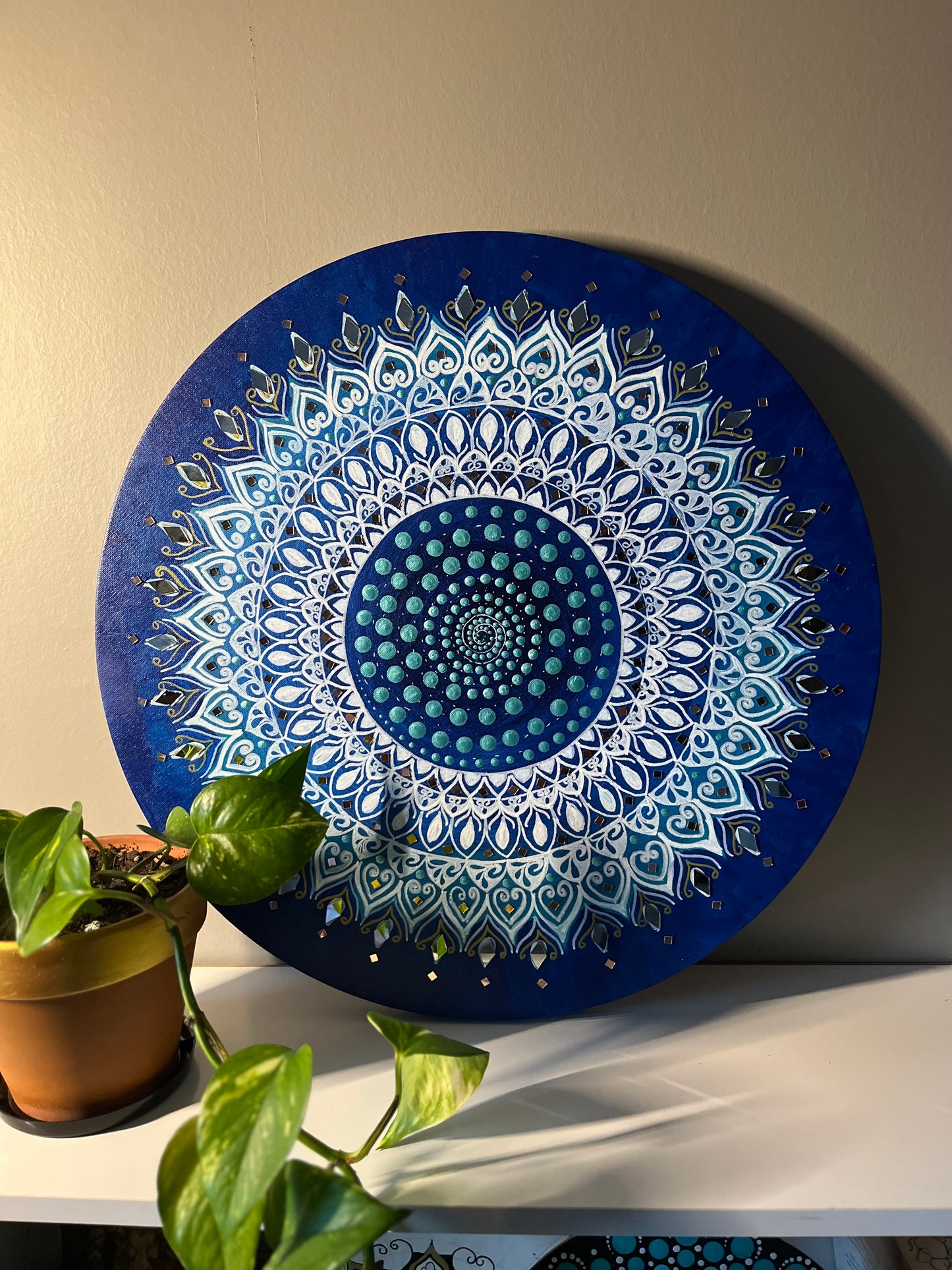 Hand Painted Spiral Dot Mandala Wall Decor Paintings