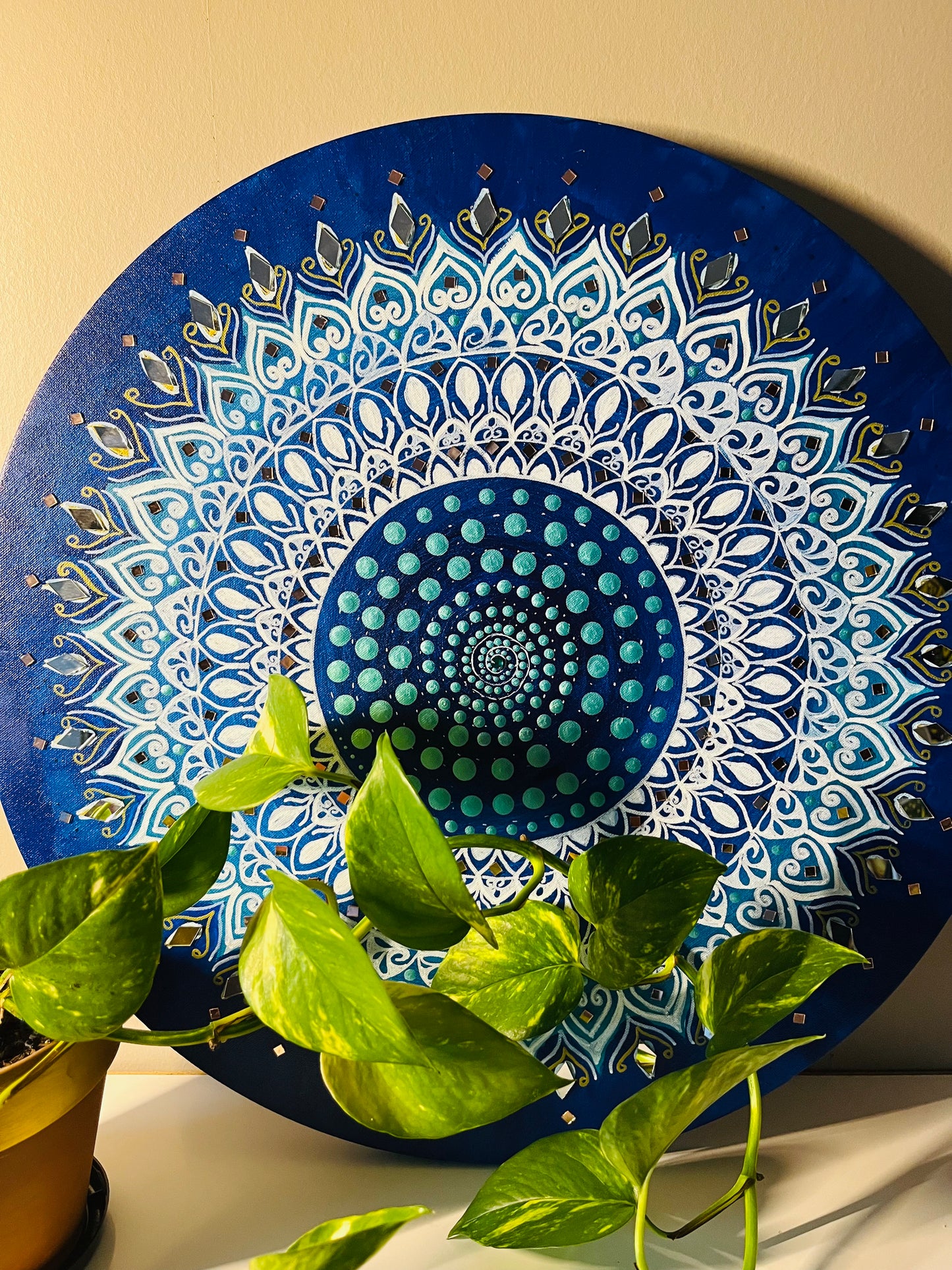 Hand Painted Spiral Dot Mandala Wall Decor Paintings