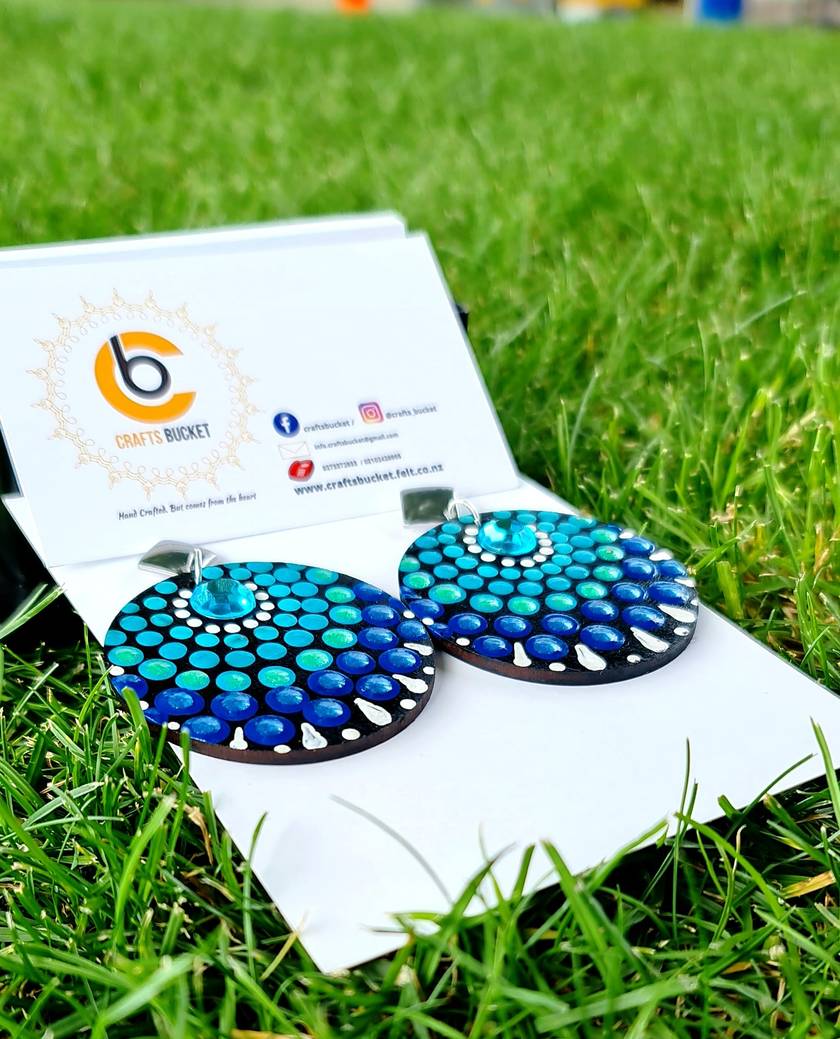 Handpainted Mandala Earrings