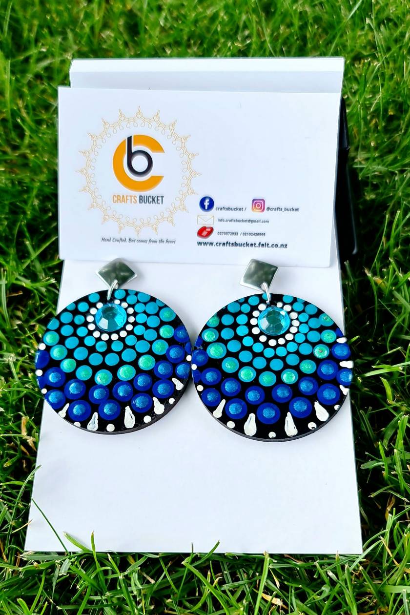 Handpainted Mandala Earrings