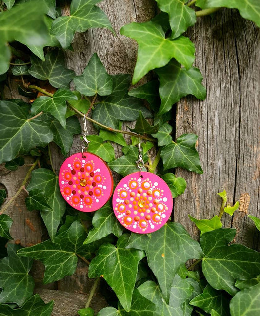 Handpainted Mandala Earrings