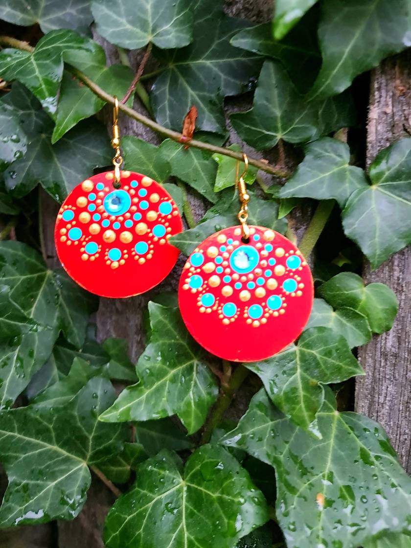 Handpainted Mandala Earrings