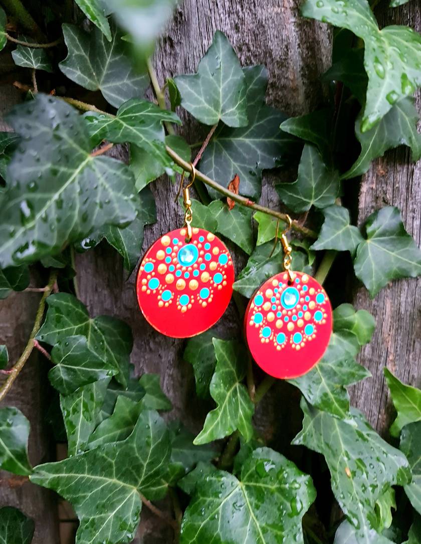 Handpainted Mandala Earrings