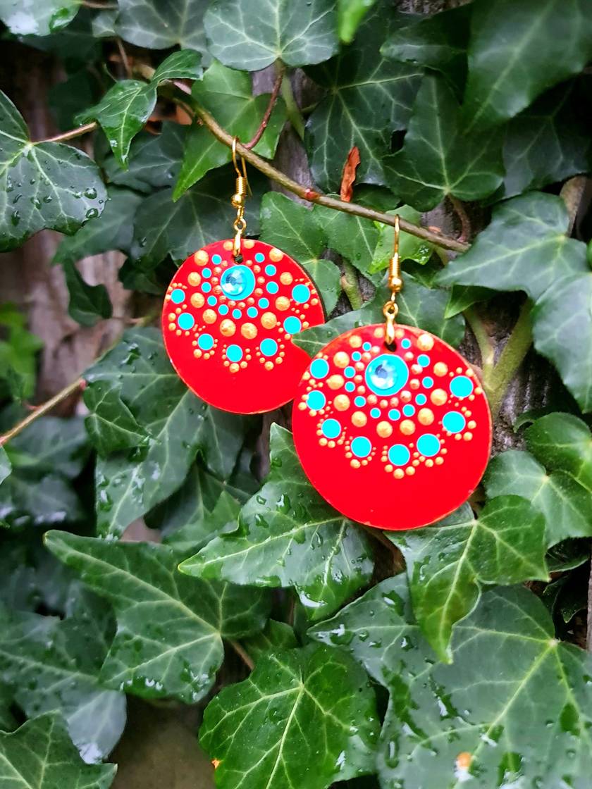 Handpainted Mandala Earrings