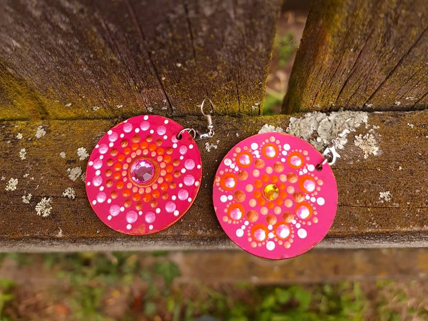 Handpainted Mandala Earrings