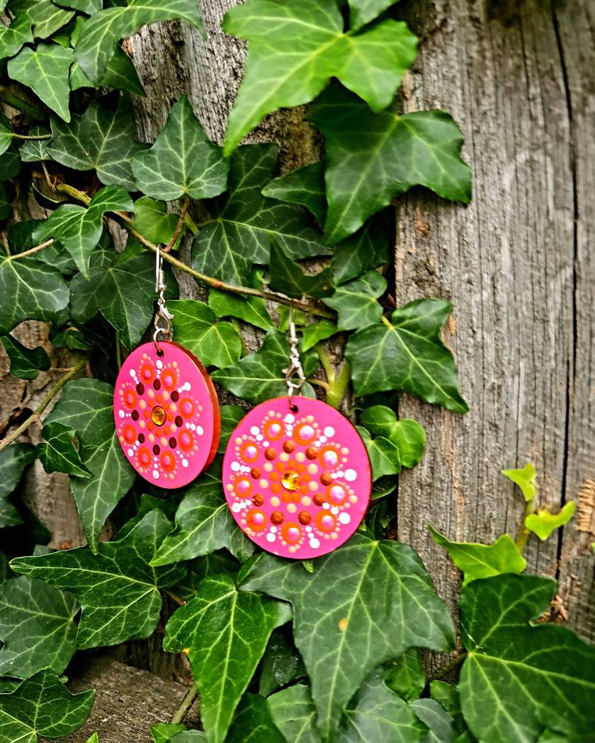 Handpainted Mandala Earrings