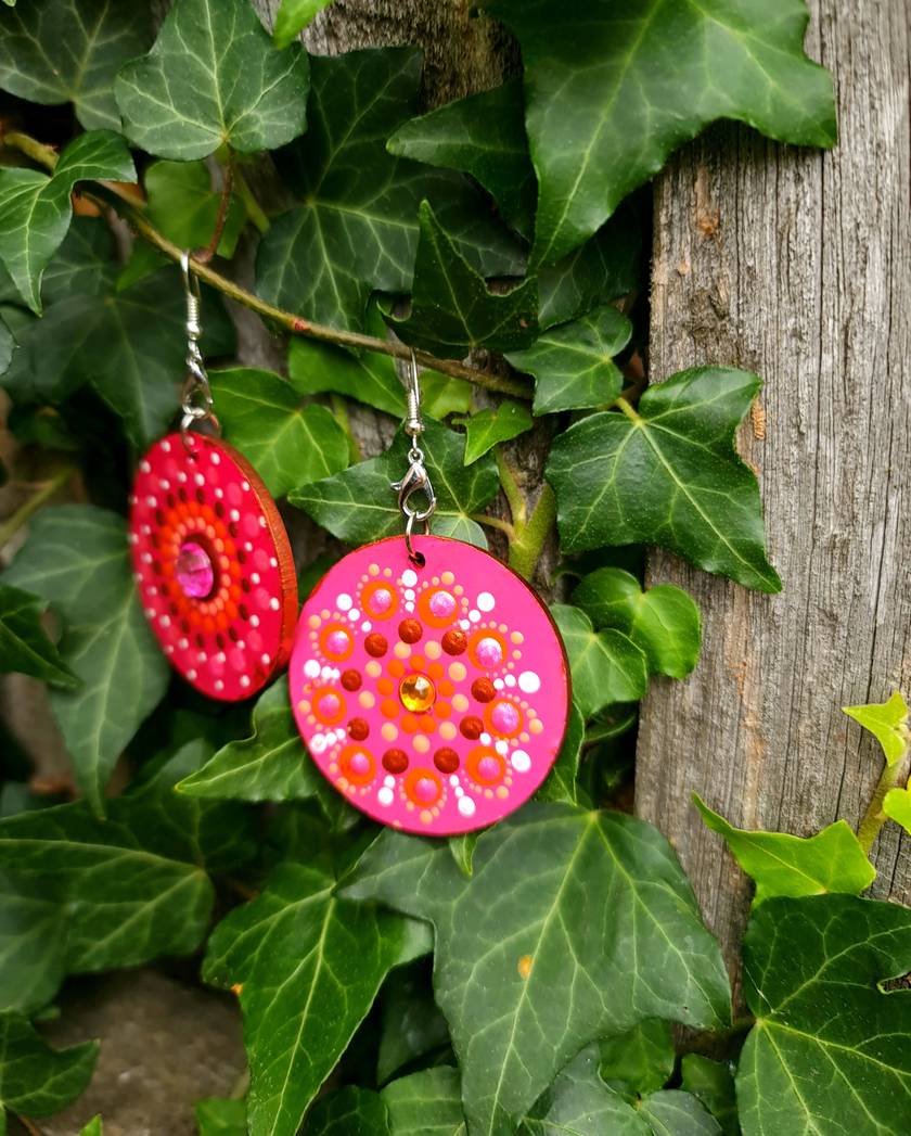 Handpainted Mandala Earrings