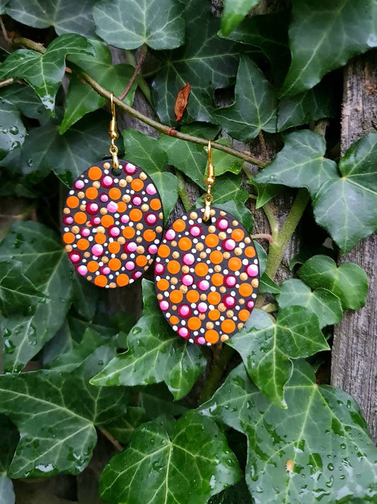 Handpainted Mandala Earrings