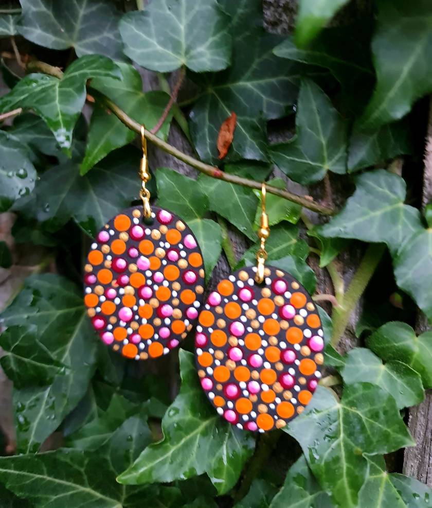 Handpainted Mandala Earrings