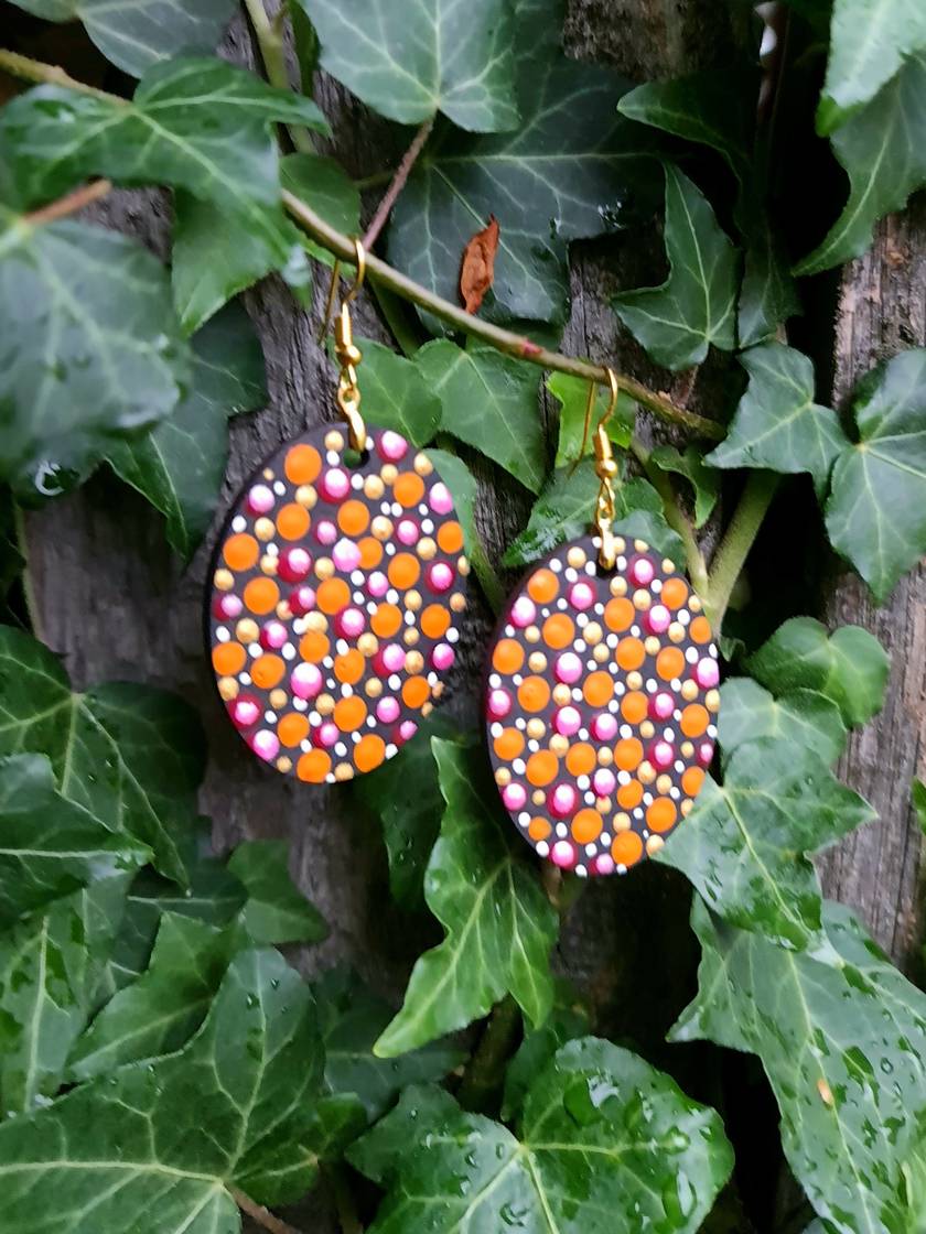 Handpainted Mandala Earrings