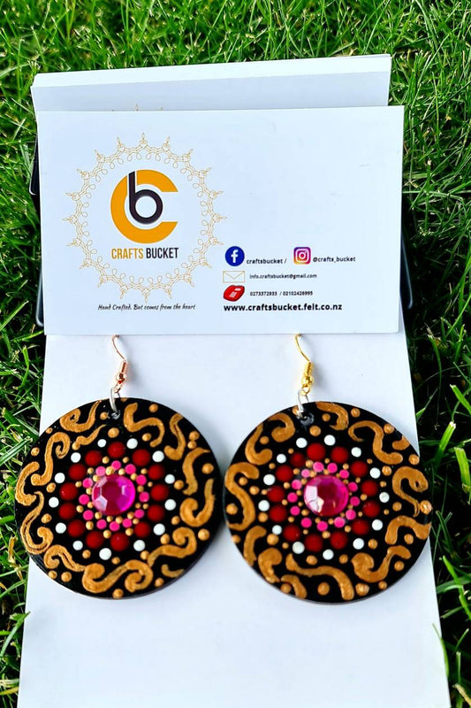 Handpainted Mandala Earrings