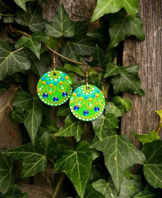 Handpainted Mandala Earrings