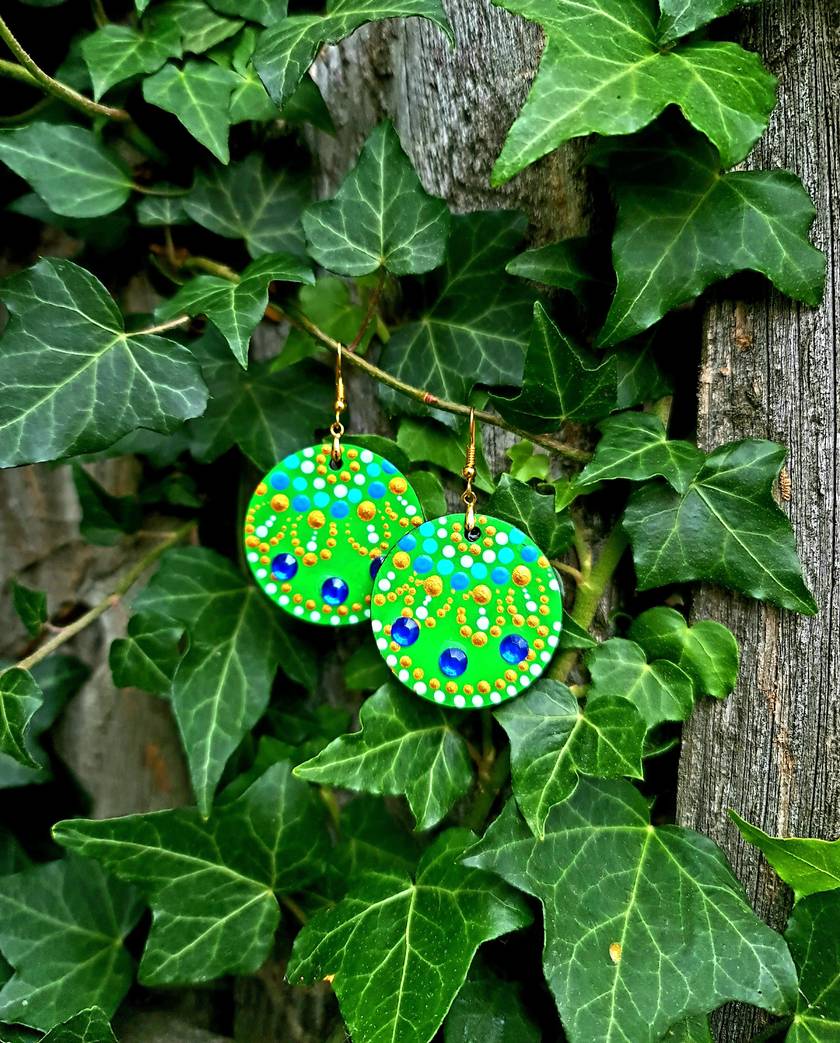 Handpainted Mandala Earrings