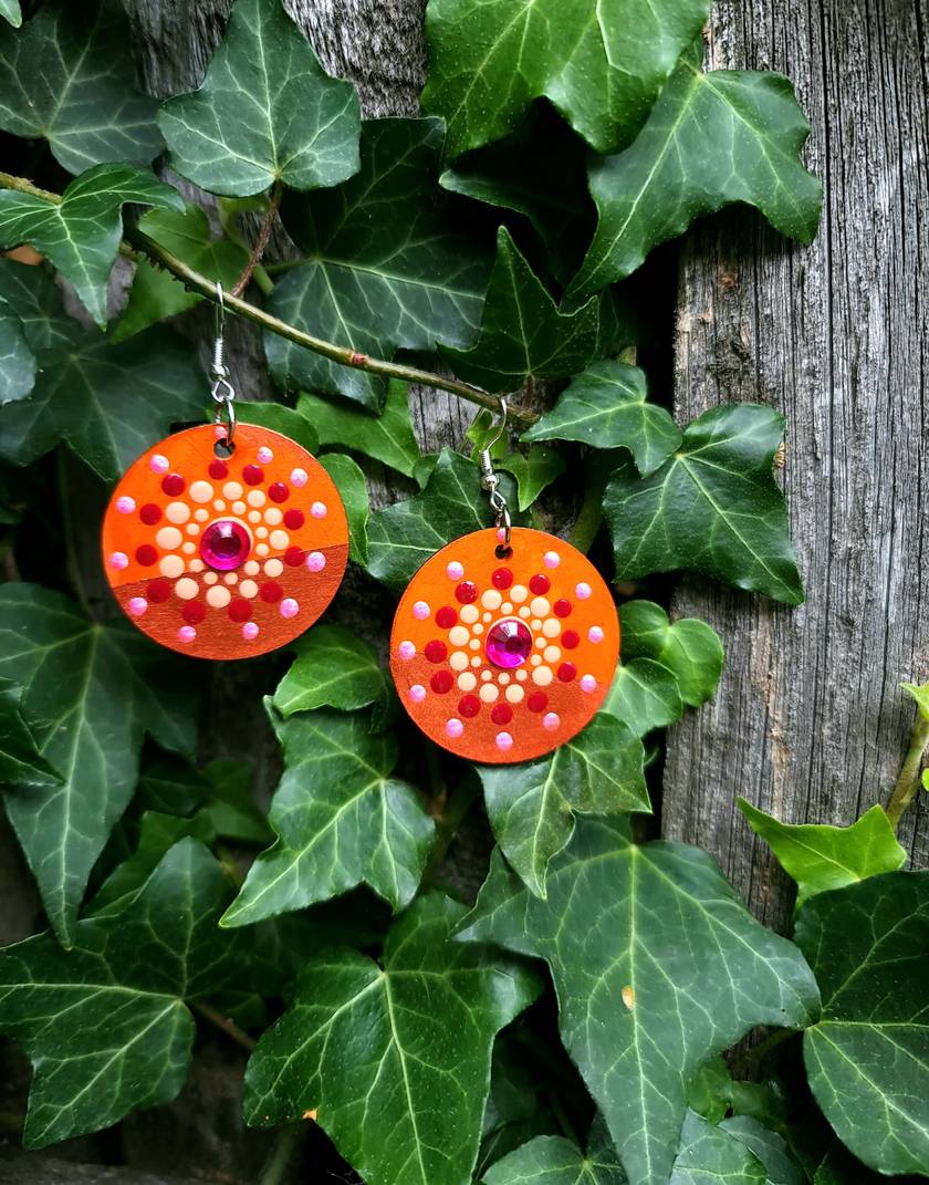 Handpainted Mandala Earrings