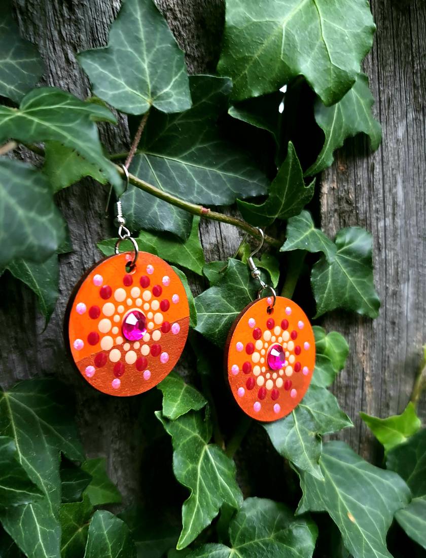 Handpainted Mandala Earrings