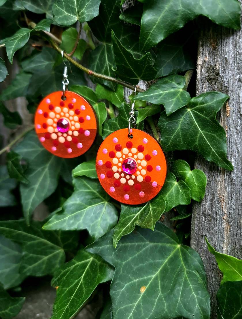 Handpainted Mandala Earrings