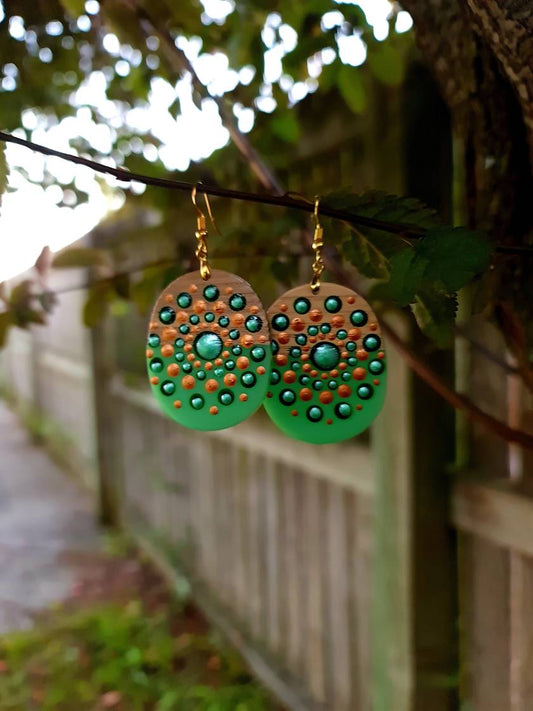 Handpainted Mandala Earrings