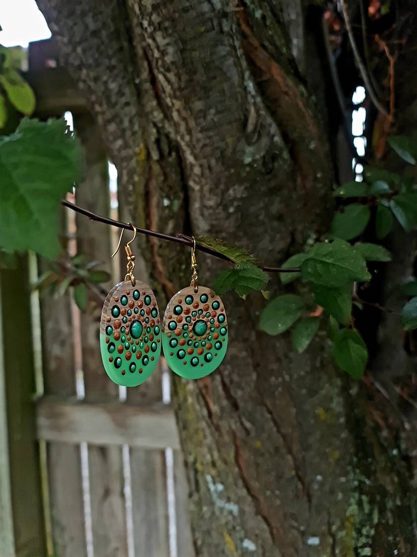 Handpainted Mandala Earrings