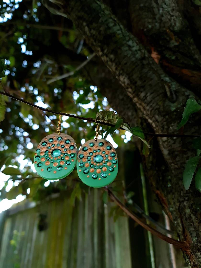 Handpainted Mandala Earrings