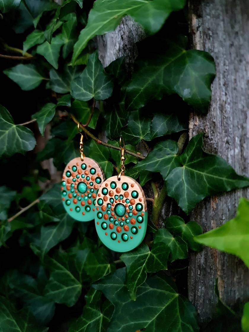 Handpainted Mandala Earrings