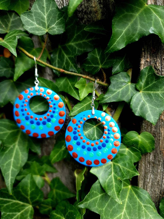 Hand painted Mandala Earrings