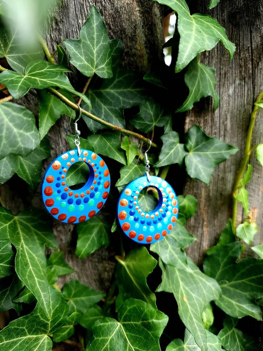 Hand painted Mandala Earrings