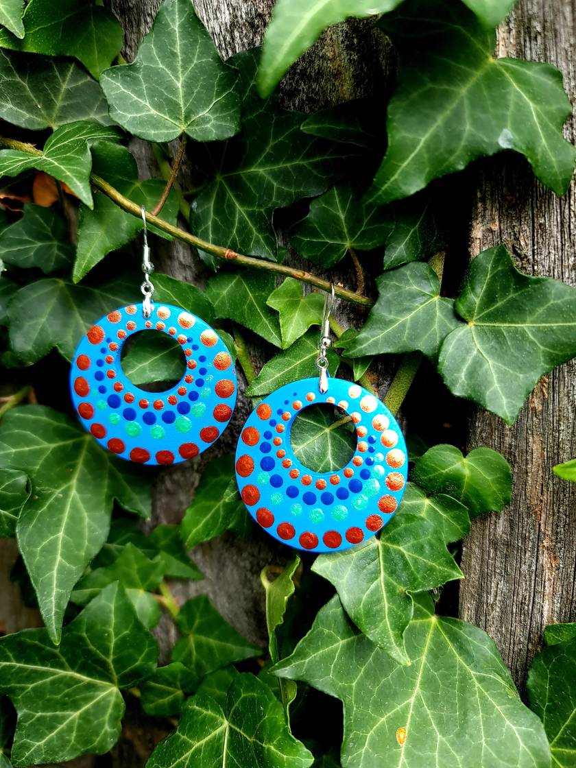 Hand painted Mandala Earrings