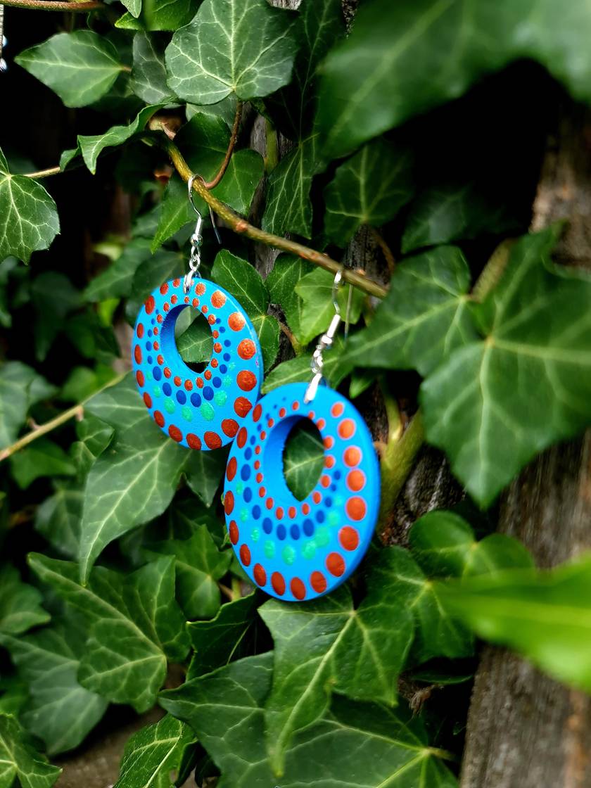 Hand painted Mandala Earrings