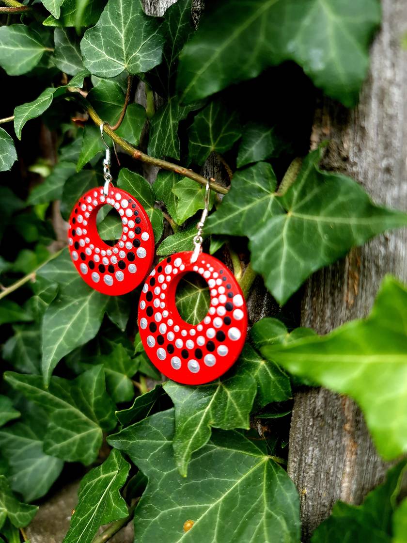 Handpainted Mandala Earrings