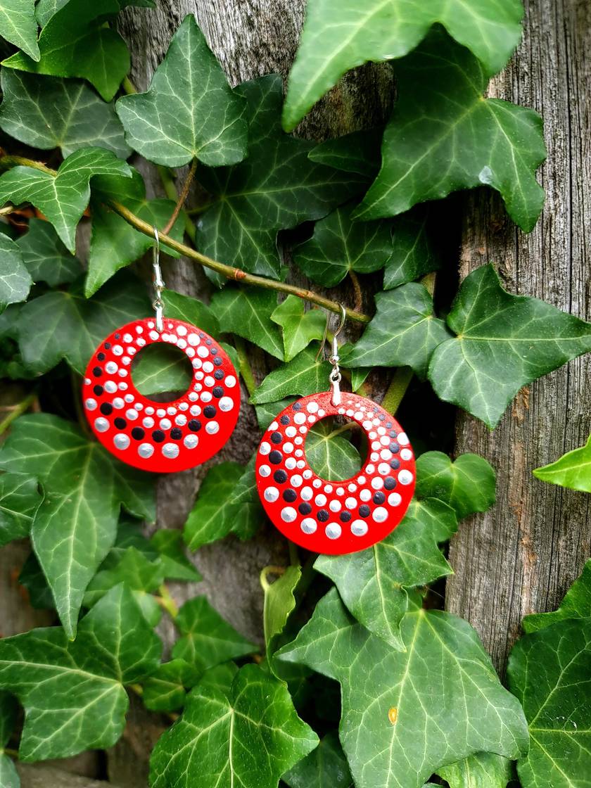 Handpainted Mandala Earrings