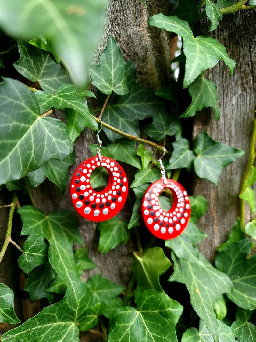 Handpainted Mandala Earrings