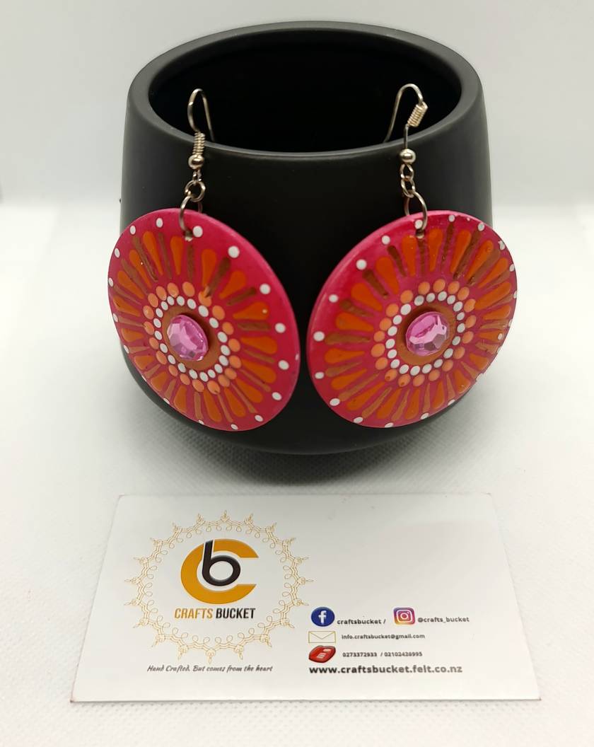 Handpainted Mandala Earrings